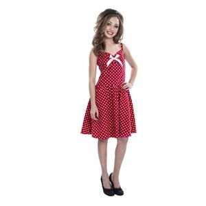 🆕 Kids Red Polka Dot 50s Dress Costume, Small 4-6, Ages 7+